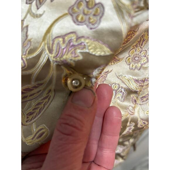 Connie Roberson gold jacket coat blazer floral pattern size Large made in USA - Picture 4 of 7